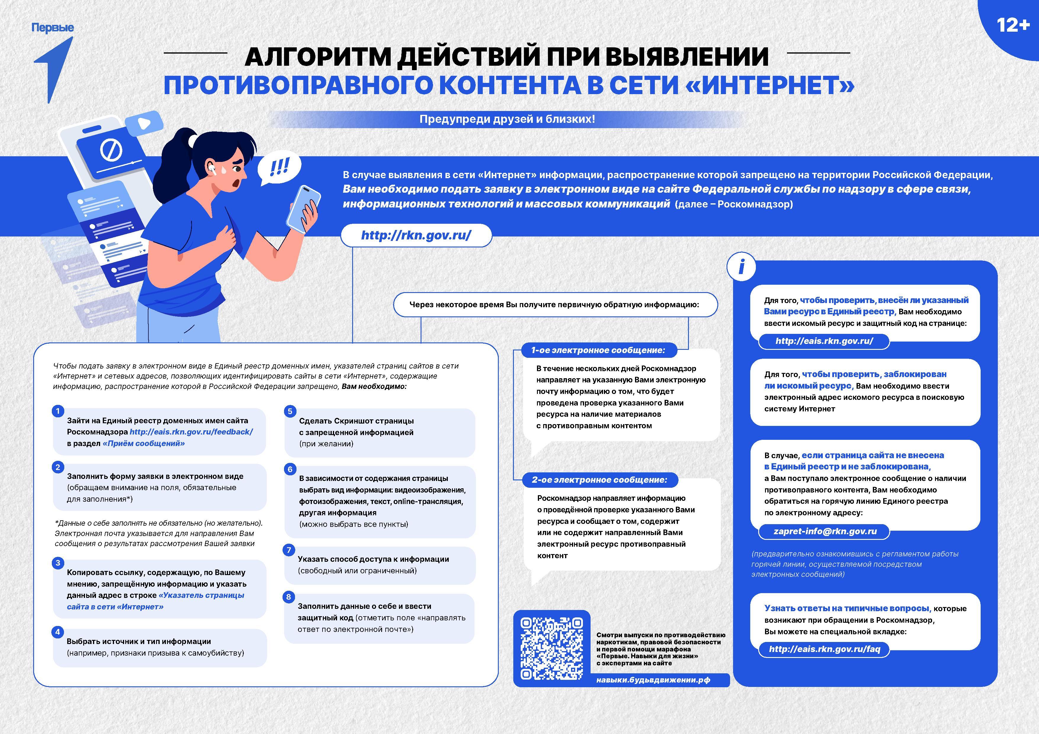Размещаем памятку об алгоритме действий при выявлении противоправного контента в сети Интернет.